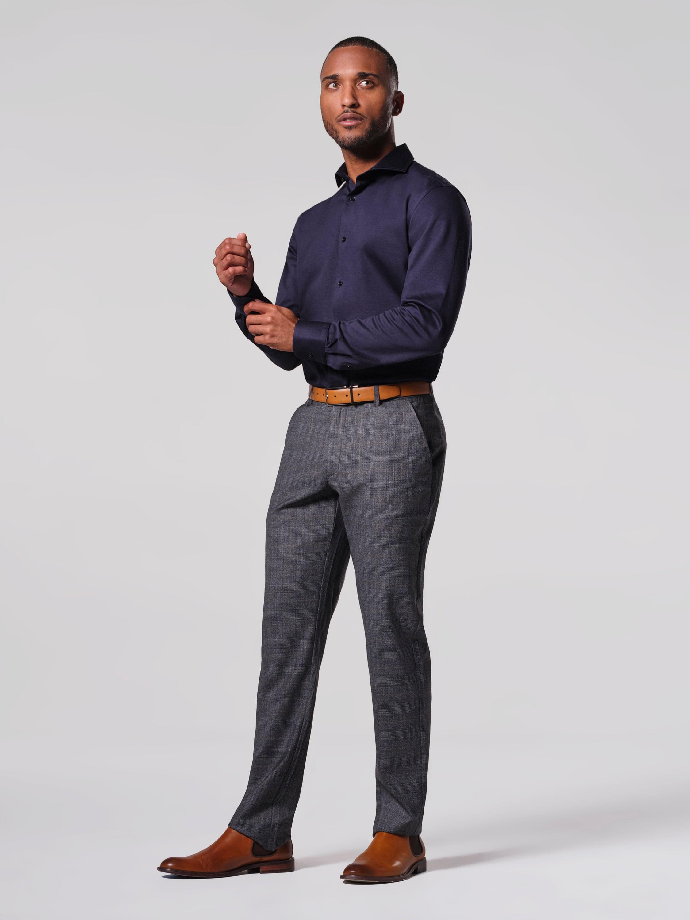 Athletic Fit Stretch Suit Pants - Heathered Grey